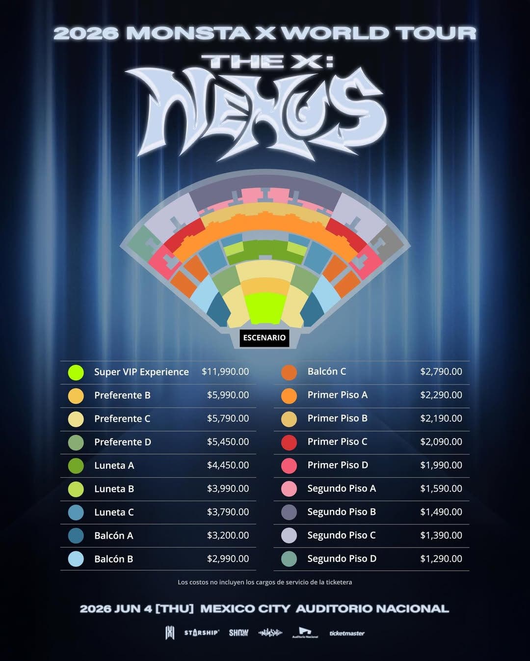 Precios y secciones Monsta X