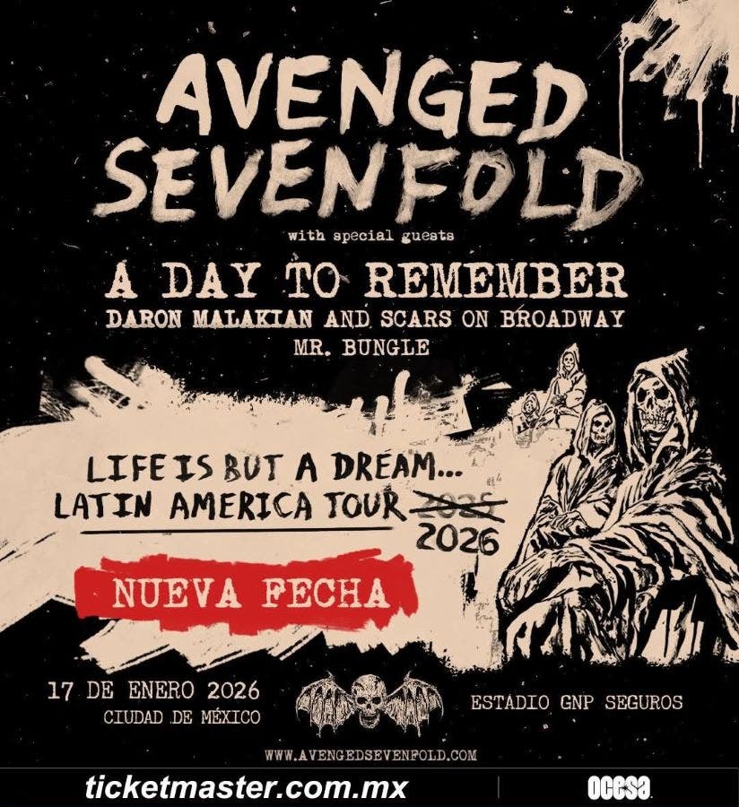 AVENGED SEVENFOLD ESTADIO GNP SEGUROS 2026