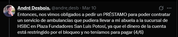 Banco obliga a abuelita a ir en ambulancia a sucursal en San Luis Potosí (X @andre_desb)