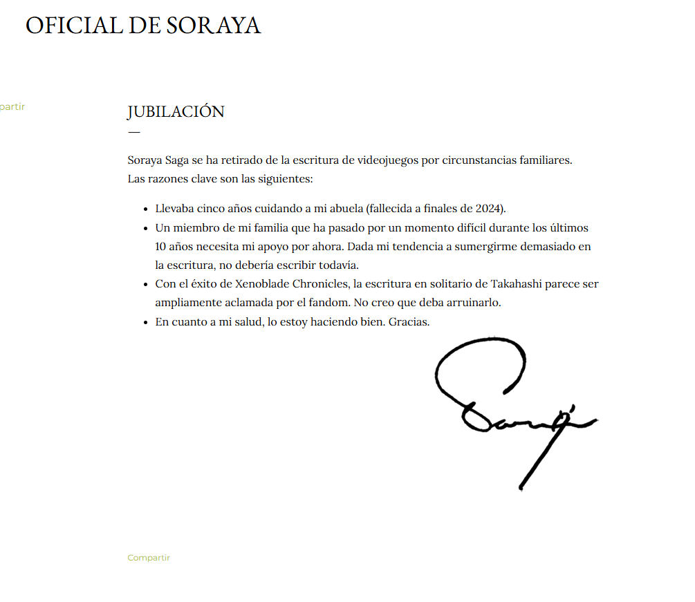 Carta de retiro Soraya