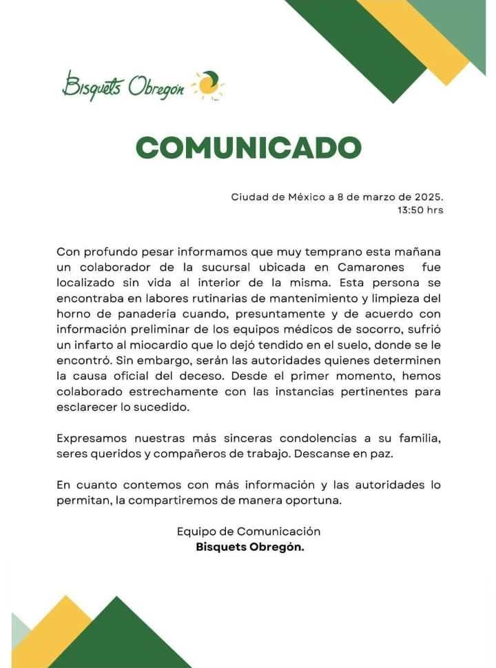 Comunicado de Bisquets Obregón