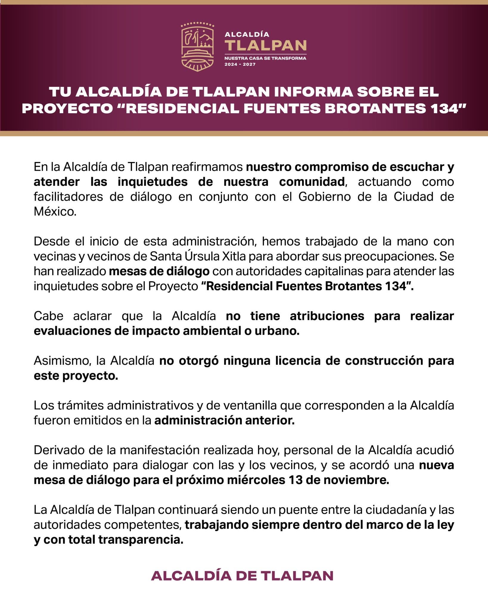 Comunicado Fuentes Brotantes