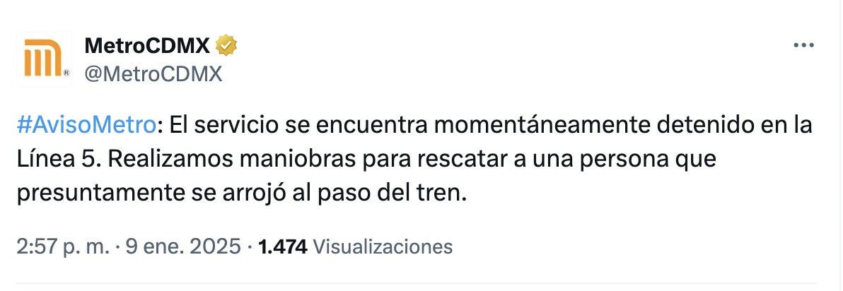 Información del incidente en X