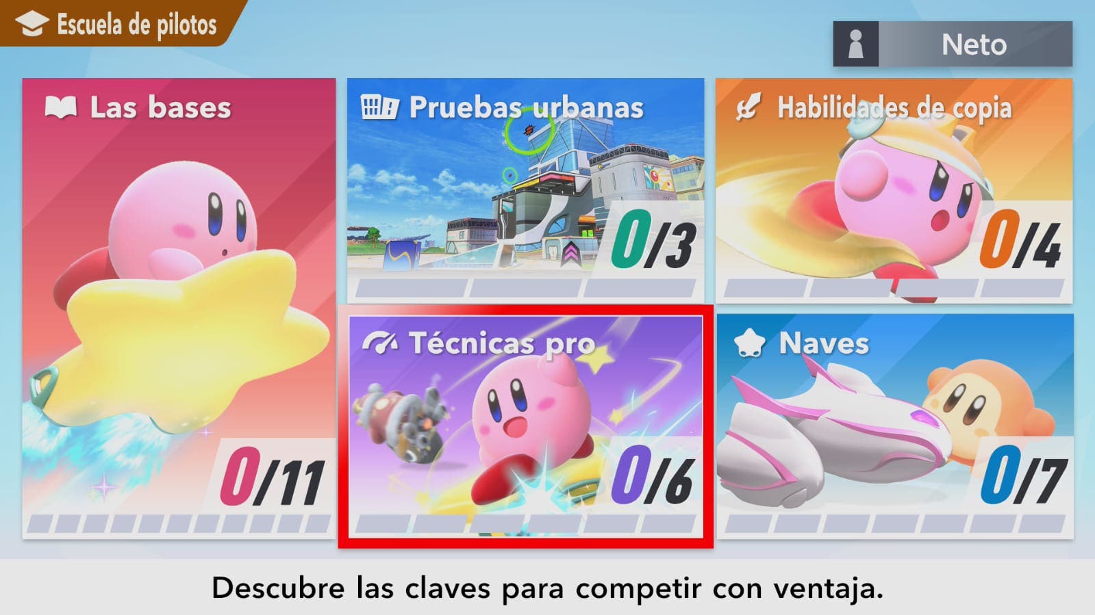 Kirby Air Riders escuela de piloto