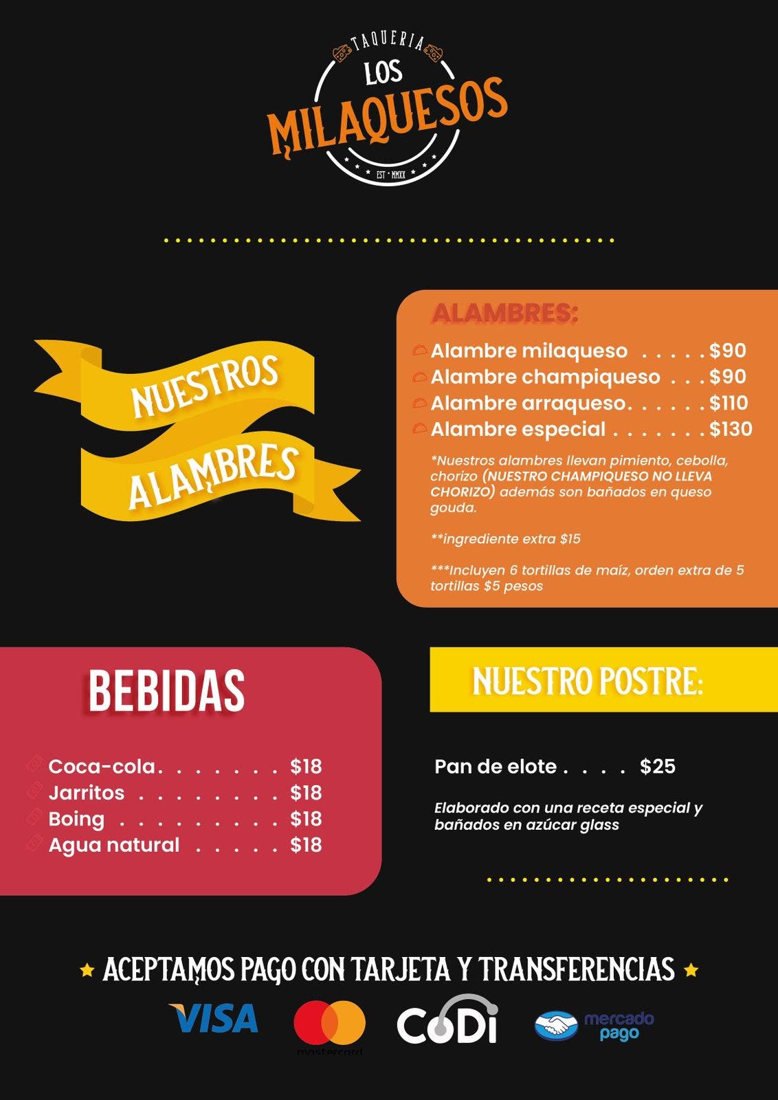 MENU LOS MILAQUESOS
