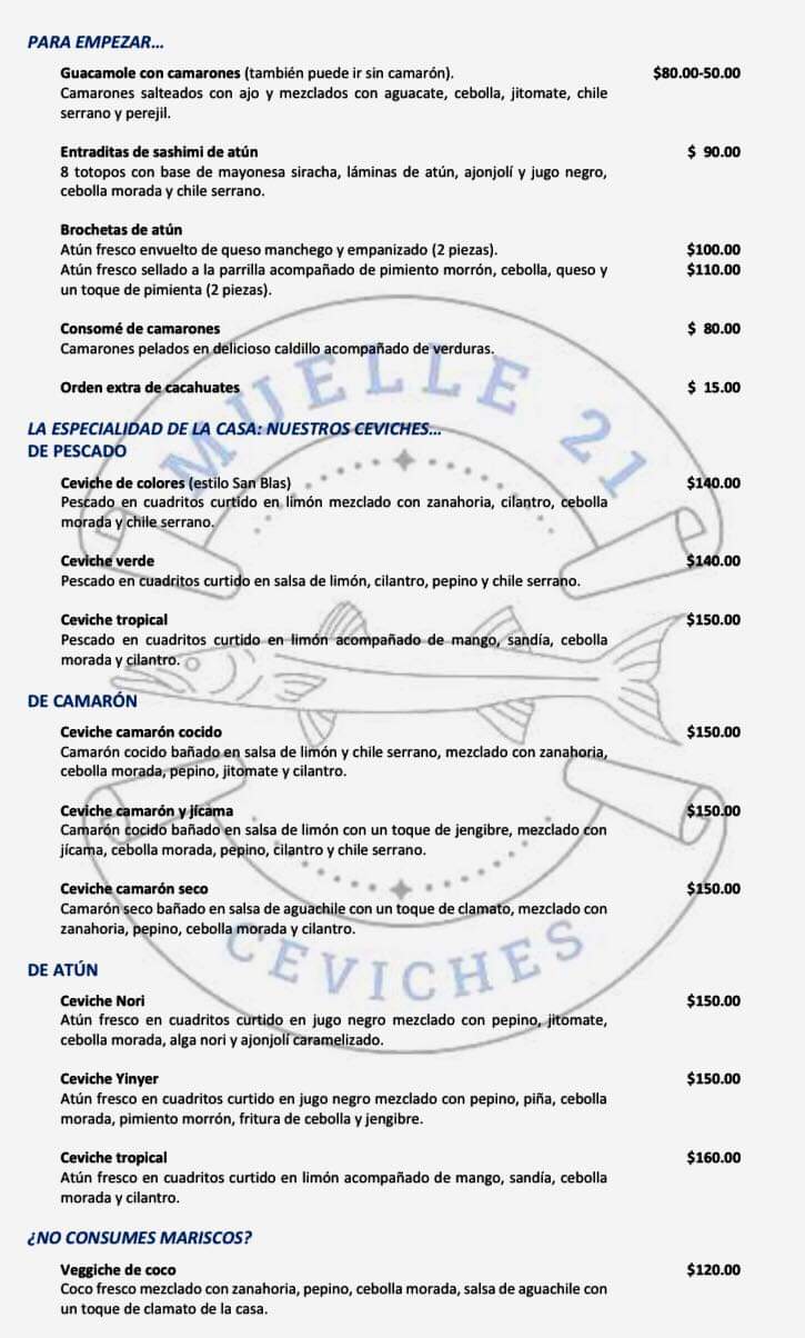 MENU MUELLE 21