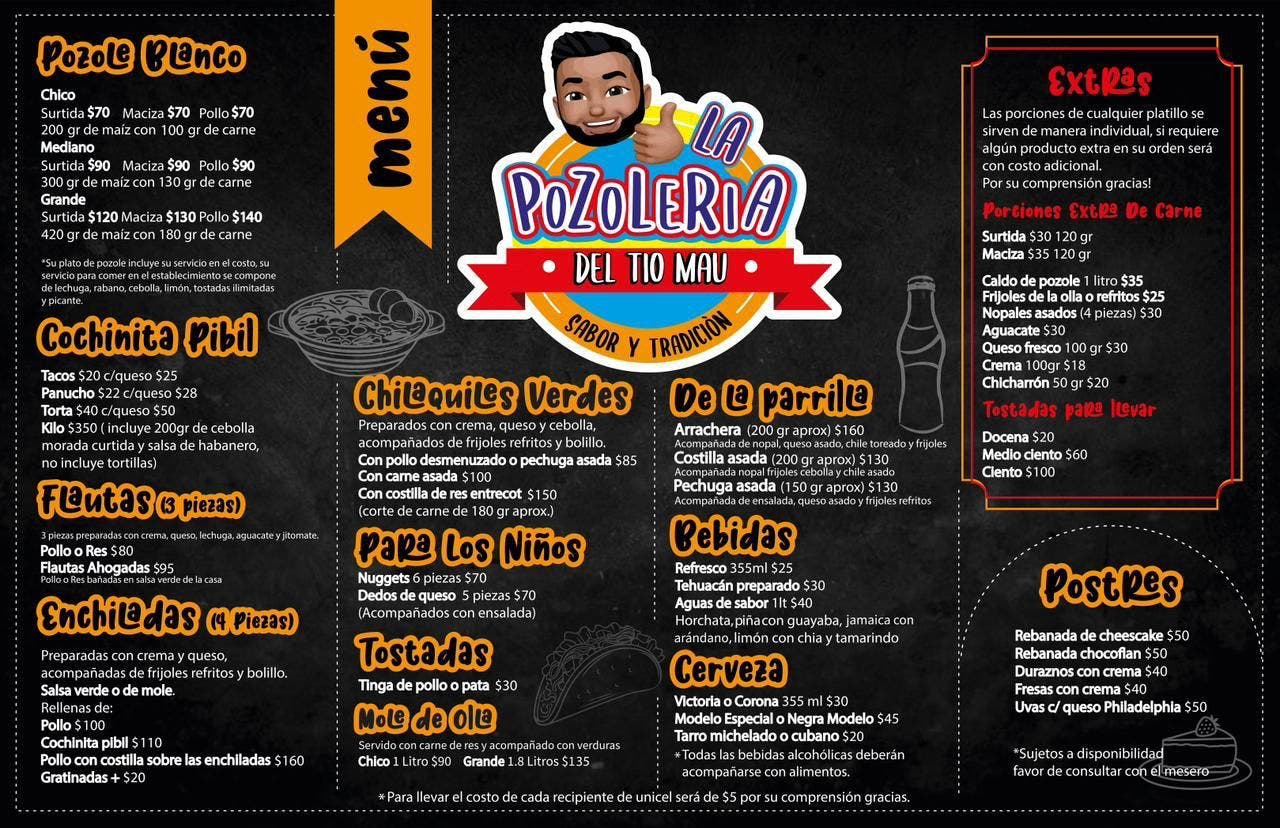 MENU POZOLERIA TIO MAU