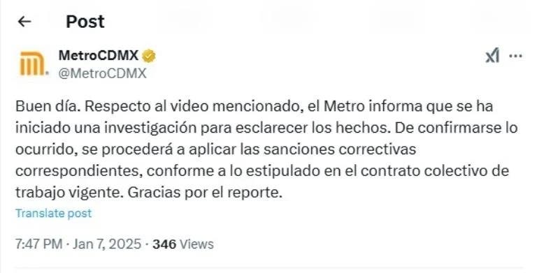 Metro investiga a conductor en presunto estado de ebriedad