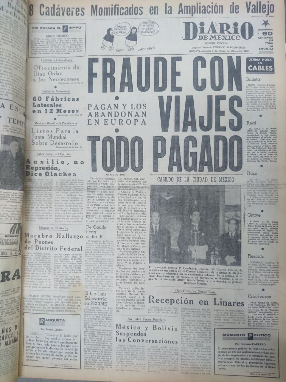 Portada del Diario de México 3 de marzo de 1964