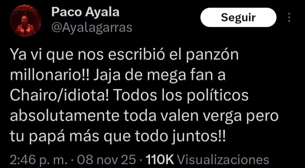 PACO AYALA RESPONDE A HIJO DE AMLO