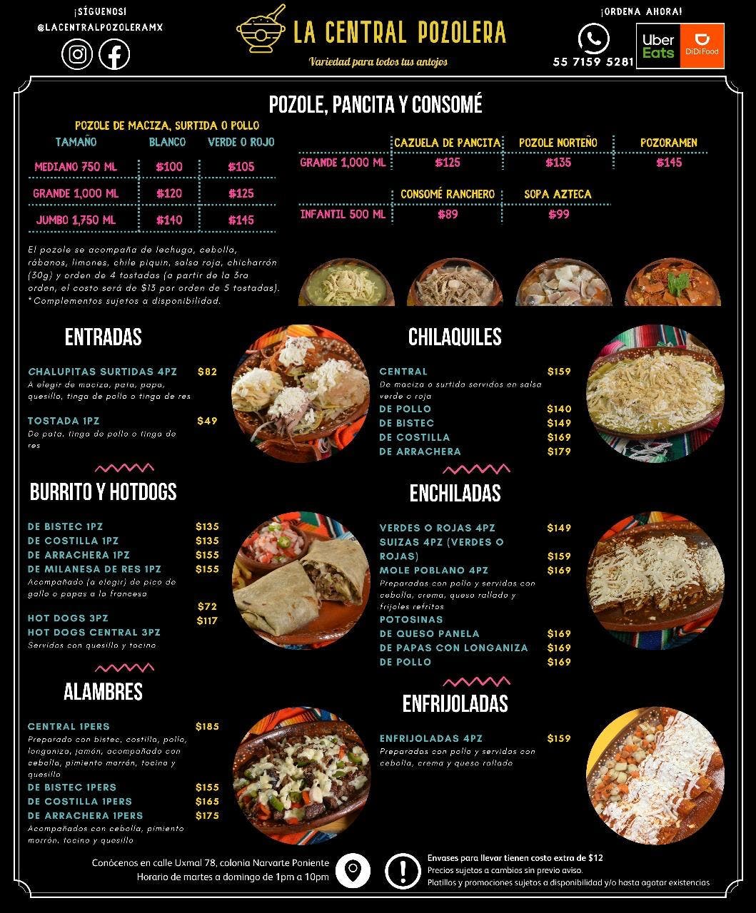 MENU CENTRAL POZOLERA