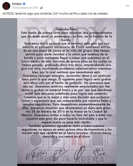 PXNDX SE SEPARA 2015