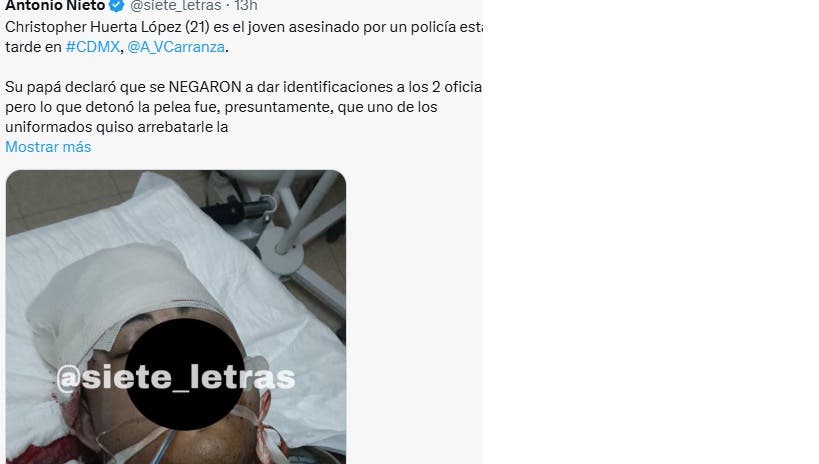 Mata policia joven Jardín Balbuena
