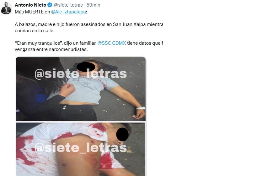 Asesinan madre e hijo San Juan Xalpa