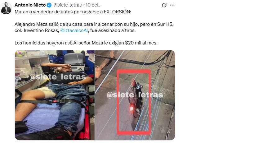 Matan hombre Juventino Rosas, Iztacalco
