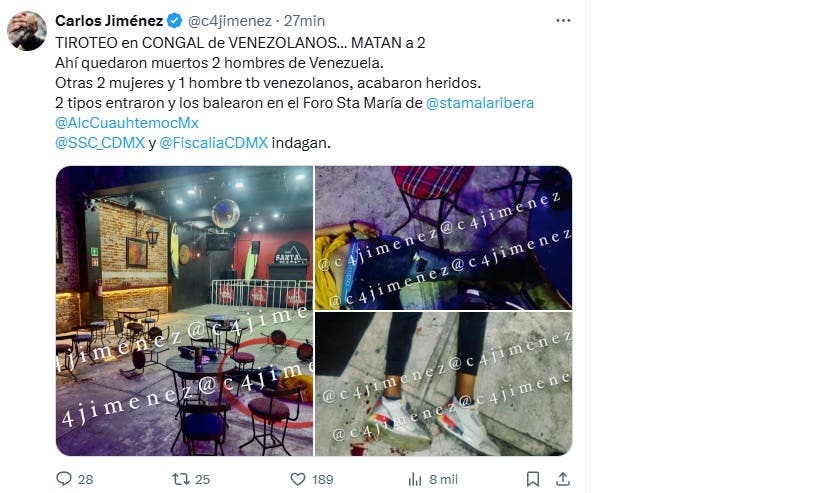 Matan dos venezolanos bar Santa María la Ribera