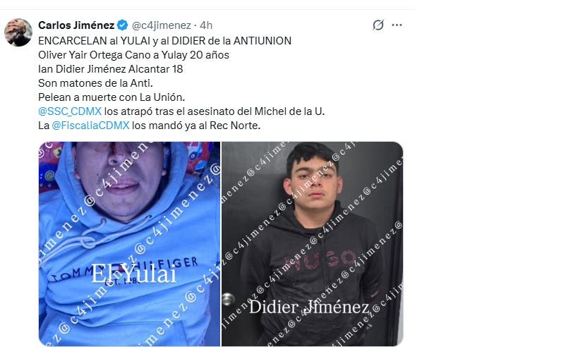 Metan al Reclusorio Norte a Didier y Yulay