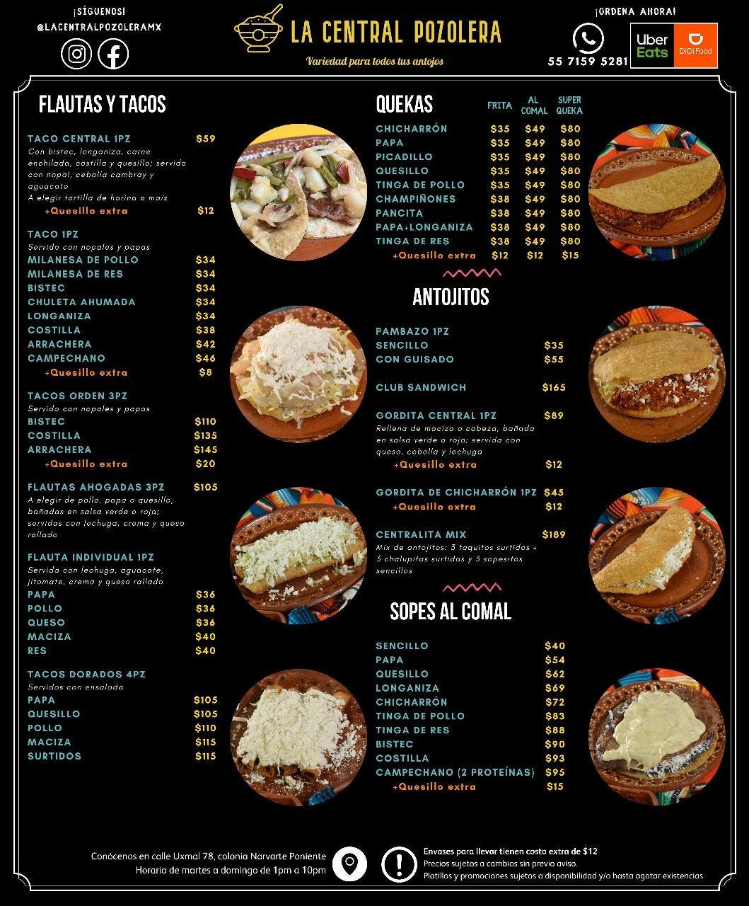 ​​MENU CENTRAL POZOLERA