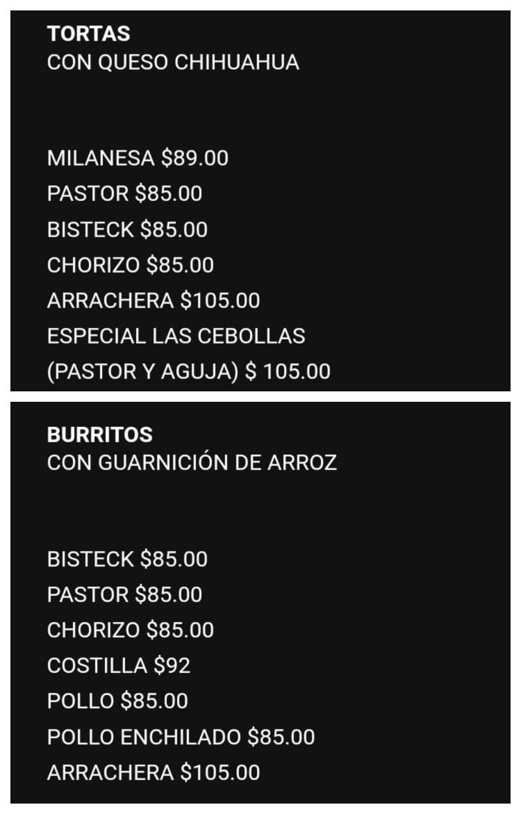 TORTAS TAQUITOS LAS CEBOLLAS