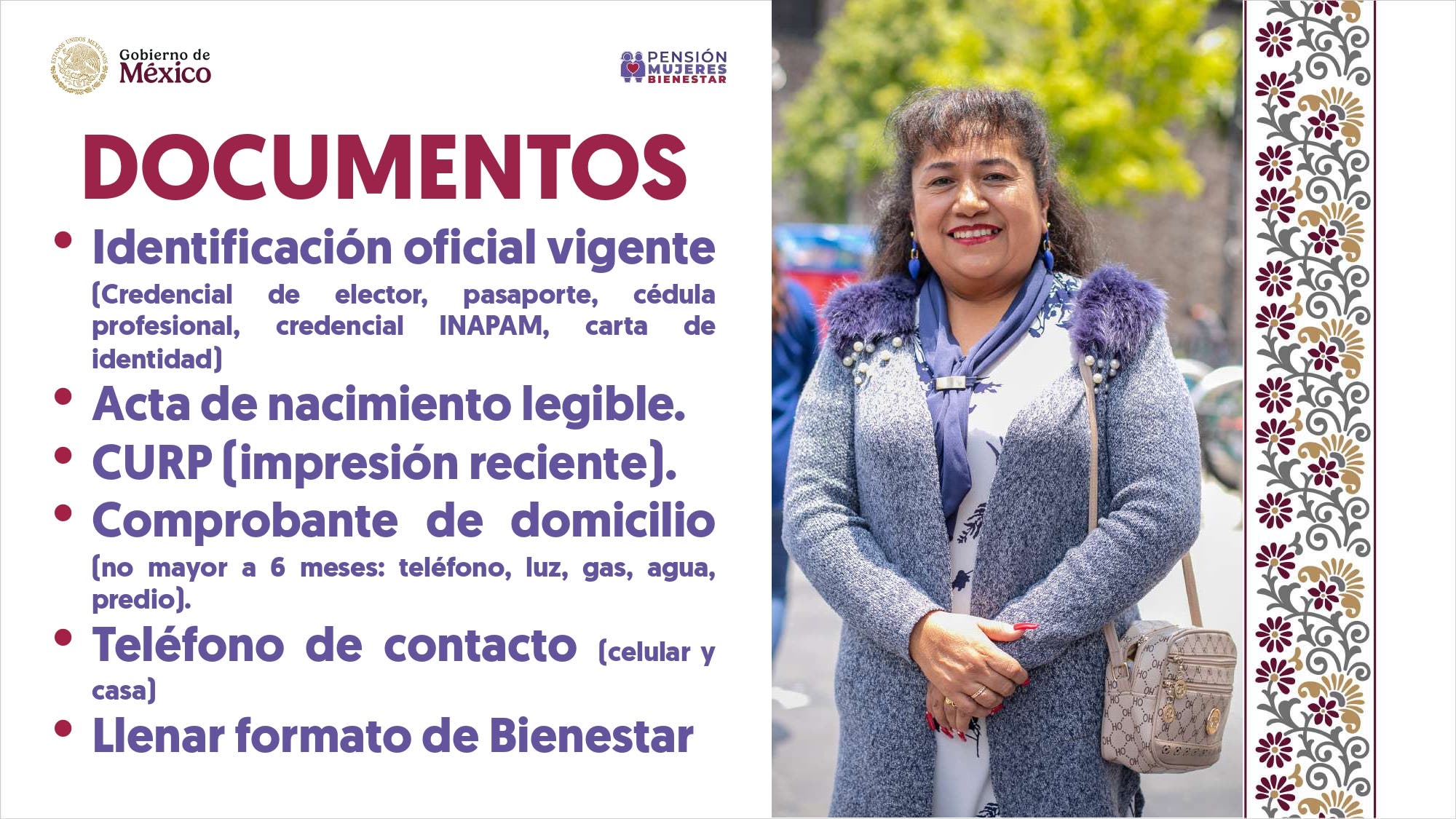 Documentos Pensión del Bienestar Mujeres