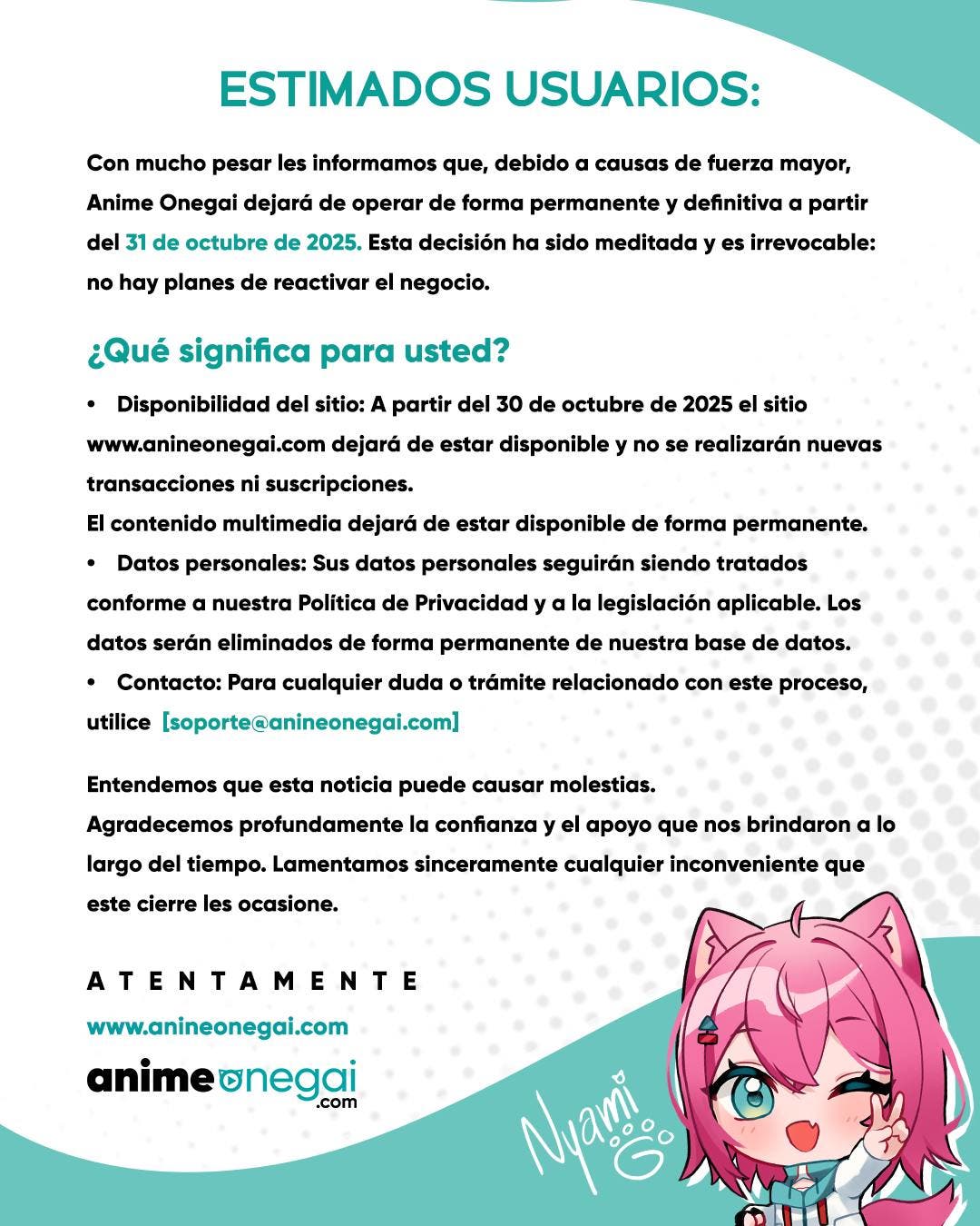 Comunicado Anime Onegai