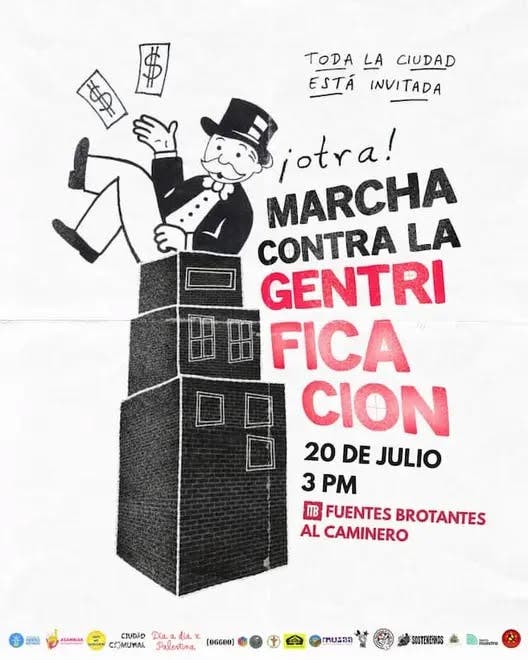 Convocatoria para la marcha contra la gentrificación.