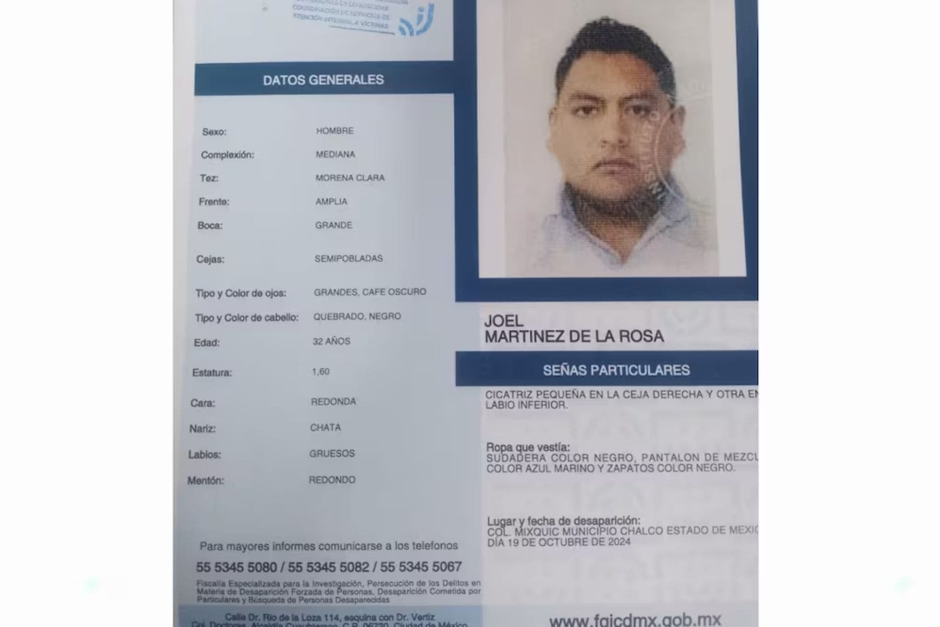 Boletín de búsqueda FGJ CDMX