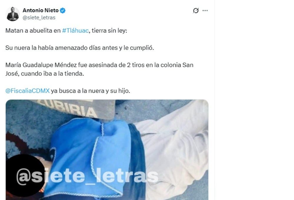 Matan adulta mayor San José, Tláhuac