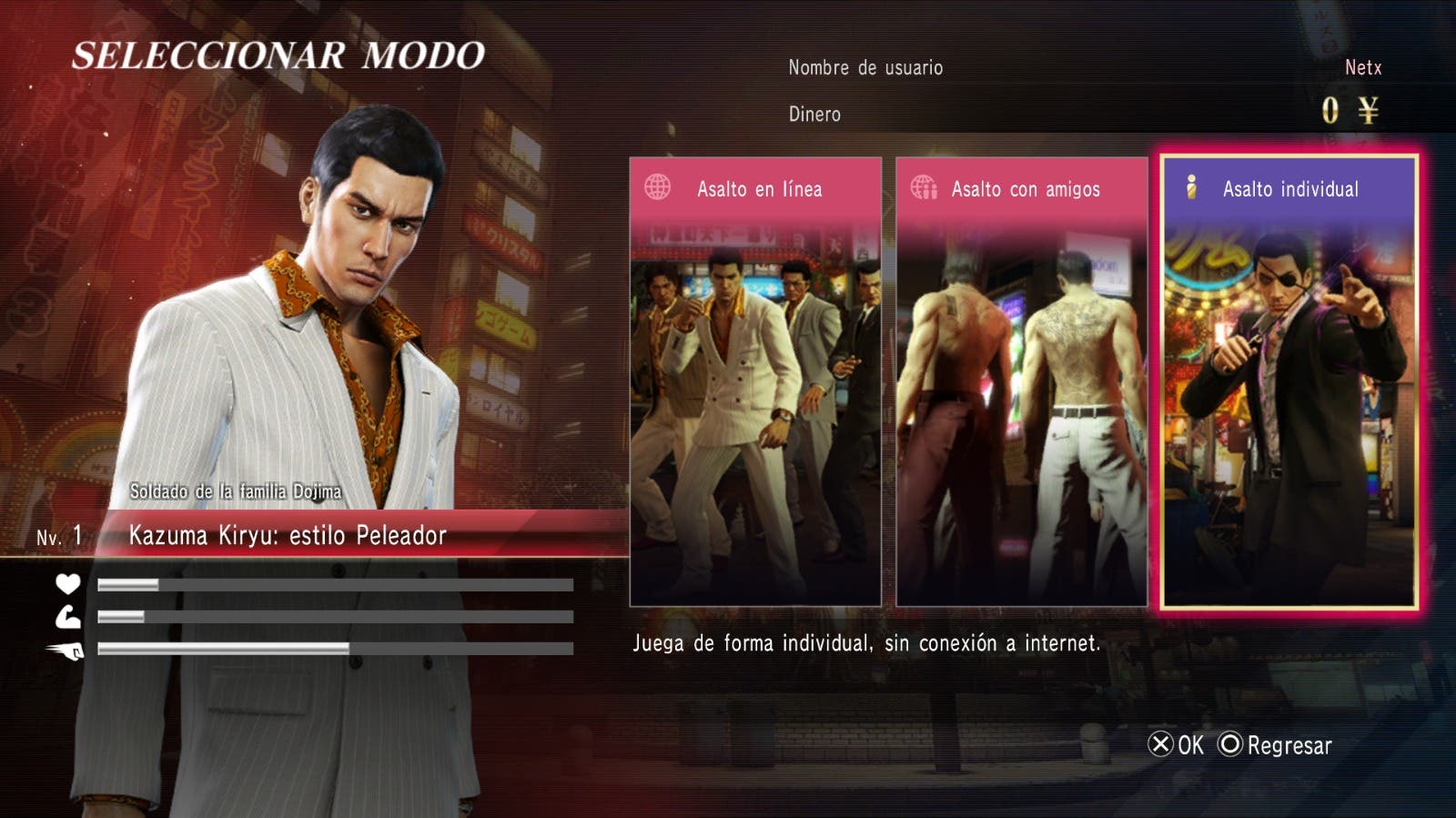 modos asalto luz roja Yakuza 0