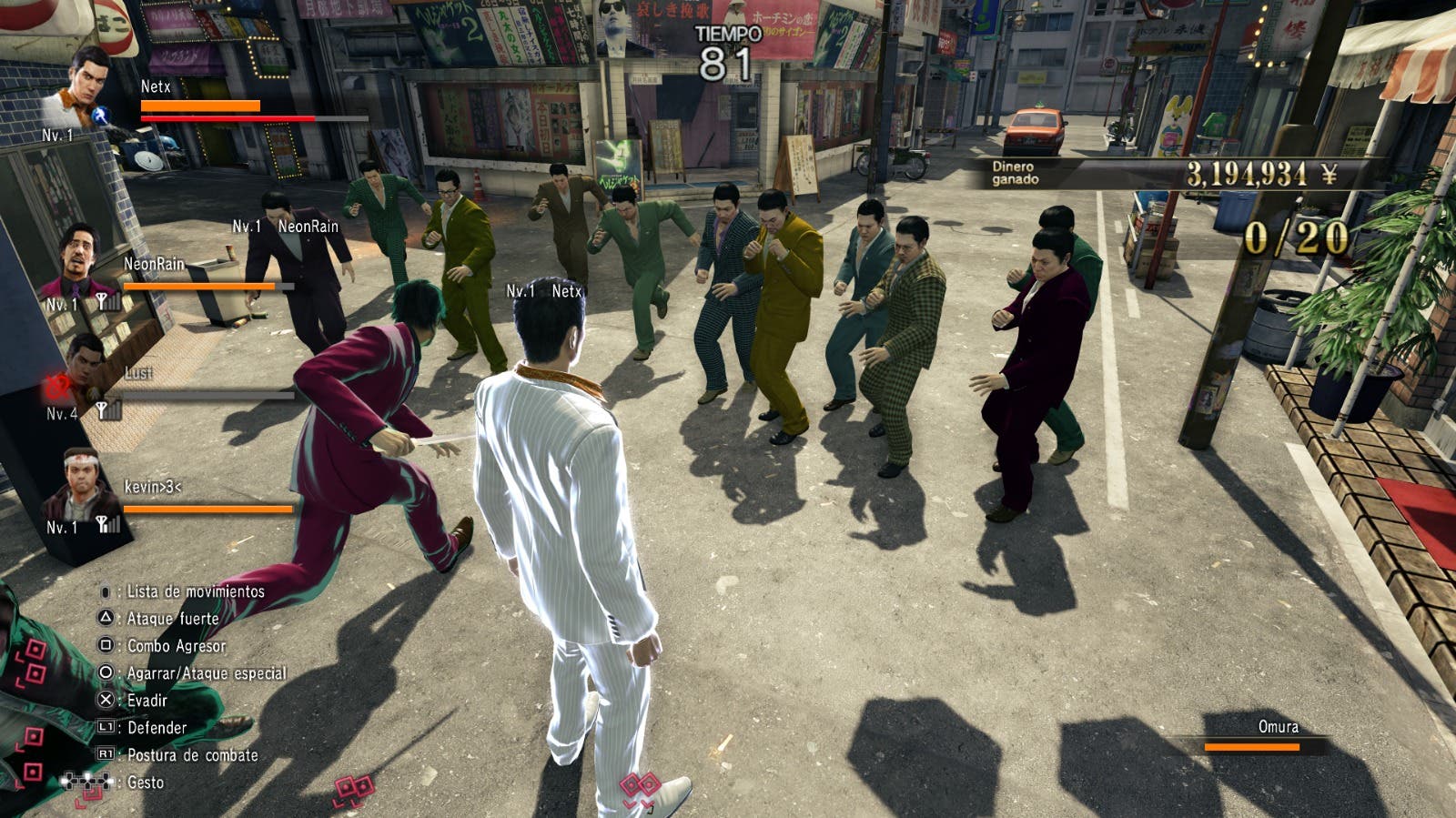 multijugador Yakuza 0