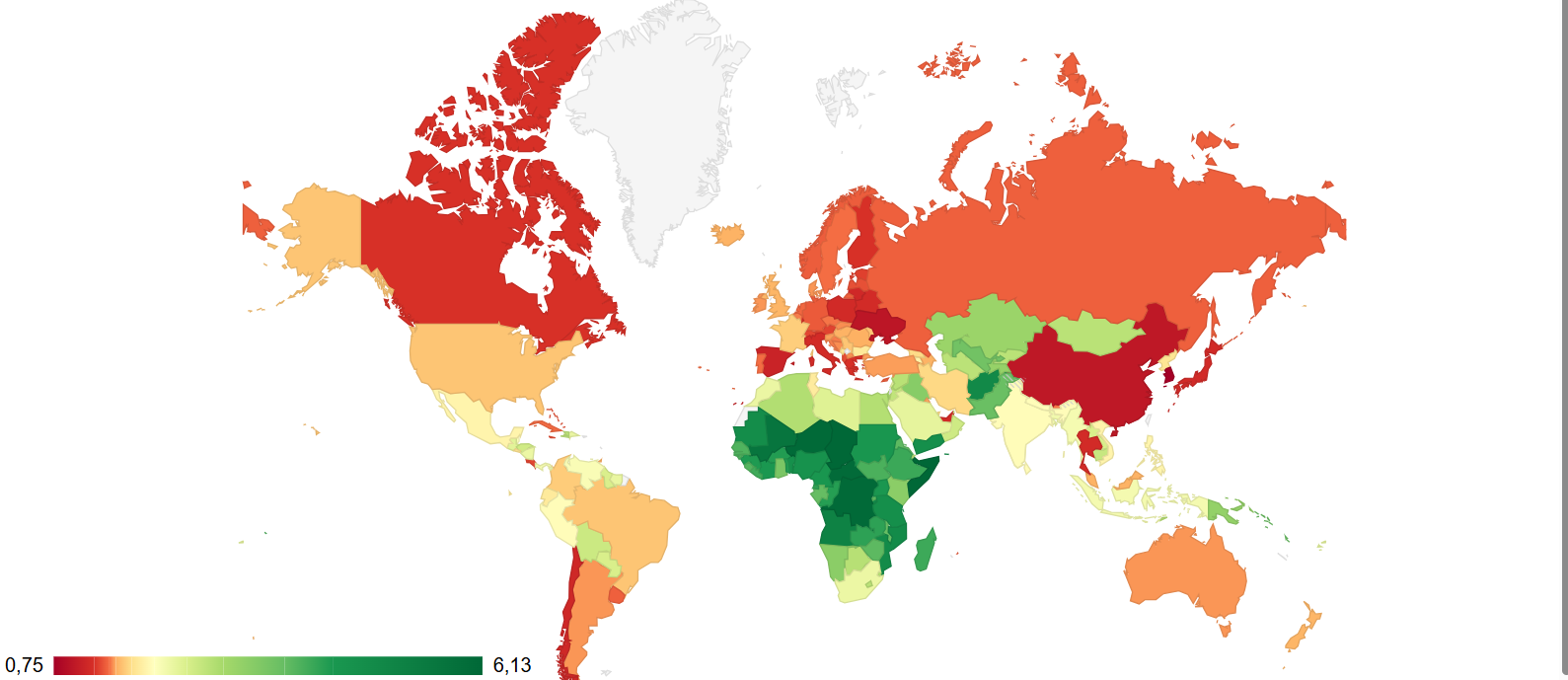mapa de natalidad en el mundo