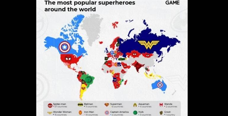 Mapa mundi de superhéroes
