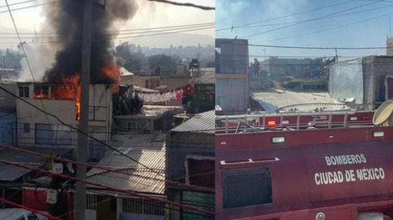 Fuerte incendio en vivienda de la colonia Ejercito de Oriente