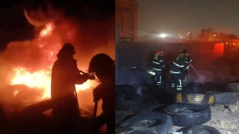 Cuerpo heroico de Bomberos en el incendio