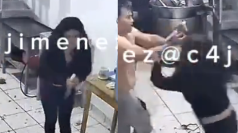 Mujer ataca con cuchillo a su esposo