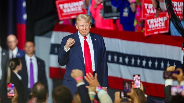 rally Carolina Norte Trump Kamala Harris