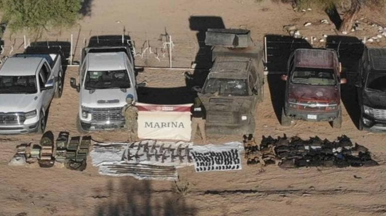 Semar asegura ‘mini ejército’ en Pitiquito, Sonora