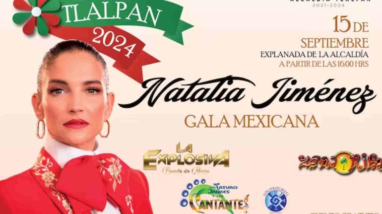 Tlalpan festejará grito de independencia con concierto gratuito de Natalia Jiménez 
