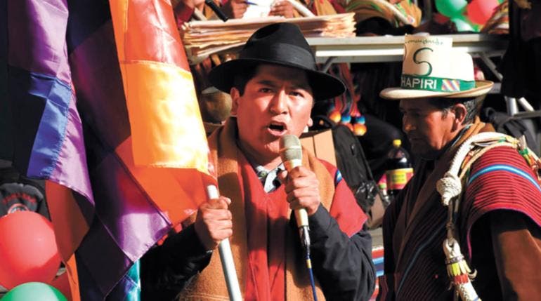 Bolivia bloqueos ponchos rojos renuncia Luis Arce