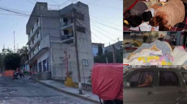 Familias desalojadas en Naucalpan duermen en banquetas ante peligro de derrumbe