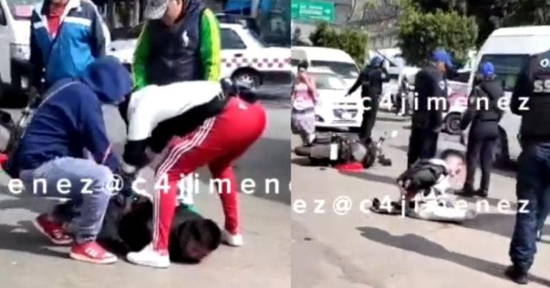 (video) Ratero es detenido tras caer de su moto en Miguel Hidalgo