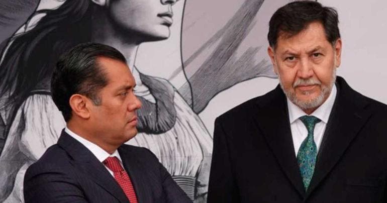 Sergio Gutiérrez Luna, presidente de la mesa directiva de la Cámara de Diputados; Gerardo Fernández Noroña, presidente de la mesa directiva en el Senado