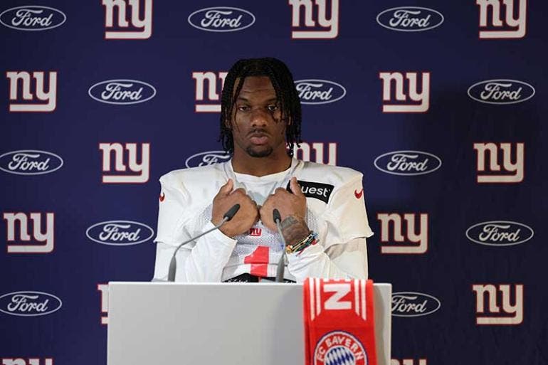 Malik Nabers, receptor abierto de New York Giants, sufrió la más reciente conmoción cerebral el pasado 26 de septiembre durante un juego contra los Cowboys y su recuperación lo obligó a permanecer dos semanas inactivo (EFE)