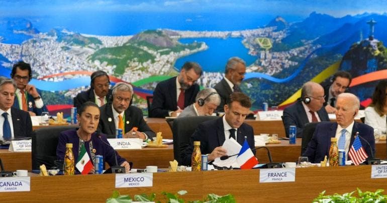 Sheinbaum Biden Macron G20