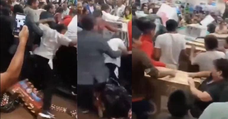 (Video) Batalla campal en Puebla por pantallas en remate