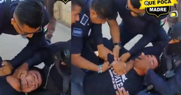 Policías usan fuerza excesiva contra hombre que les pidió trabajar en Puebla