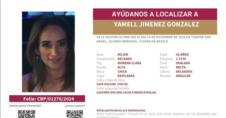 Yamell Jimenez desaparecida Tizapan San Angel