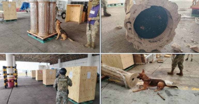 Decomisan más de media tonelada de marihuana en columnas de piedra en Veracruz