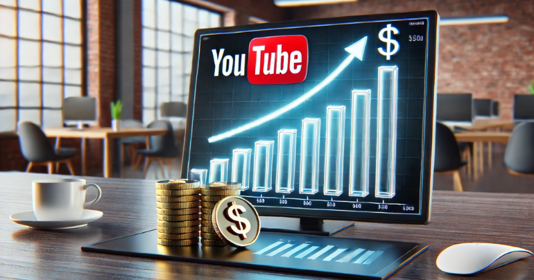 Imagen principal del artículo: Una computadora representando la monetización generada a través del contenido en YouTube.
