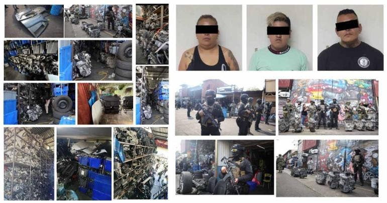 Detienen a tres personas y aseguran 85 toneladas de autopartes robadas en GAM